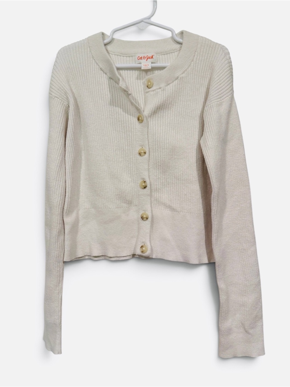 Girls Ribbed Button-Front Cardigan